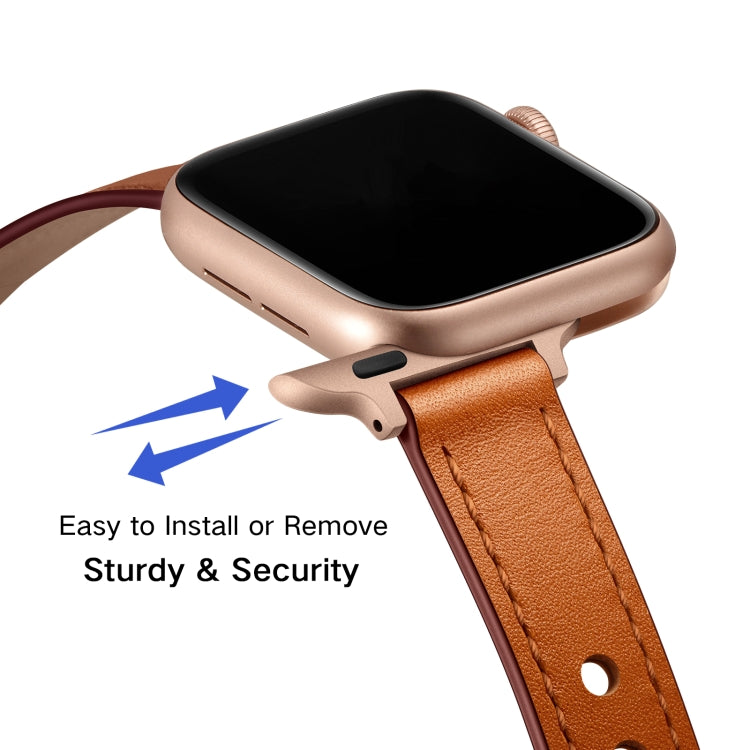 14mm Couple Style Leather Replacement Strap Watchband For Apple Watch Series, 7 41mm / 6 & SE & 5 & 4 40mm / 3 & 2 & 1 38mm, 7 45mm / 6 & SE & 5 & 4 44mm / 3 & 2 & 1 42mm