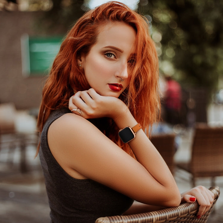 14mm Couple Style Leather Replacement Strap Watchband For Apple Watch Series, 7 41mm / 6 & SE & 5 & 4 40mm / 3 & 2 & 1 38mm, 7 45mm / 6 & SE & 5 & 4 44mm / 3 & 2 & 1 42mm