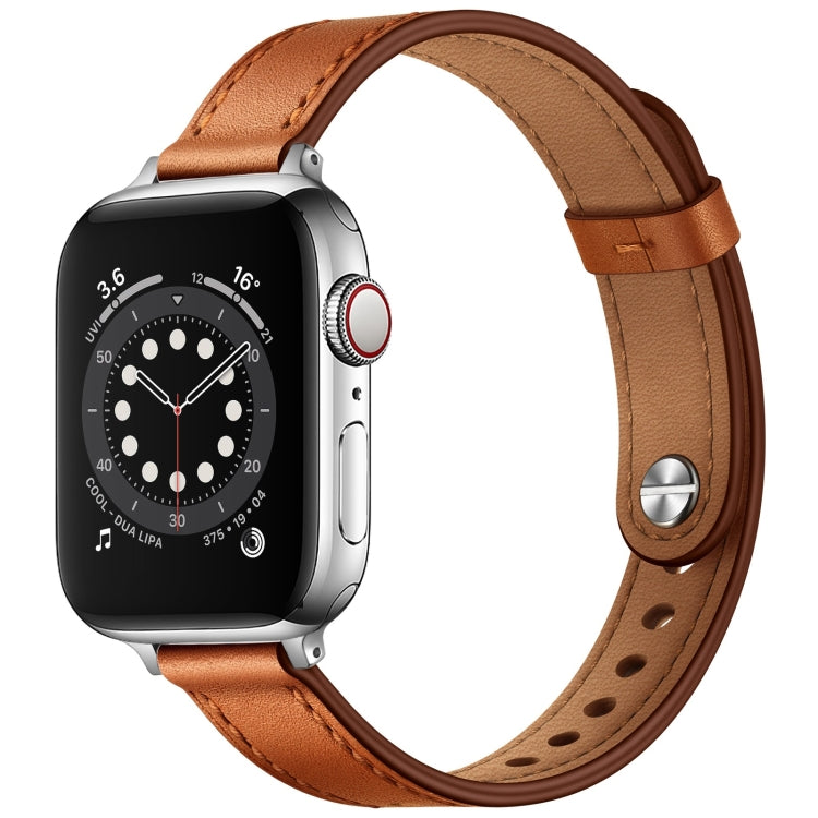 14mm Couple Style Leather Replacement Strap Watchband For Apple Watch Series, 7 41mm / 6 & SE & 5 & 4 40mm / 3 & 2 & 1 38mm, 7 45mm / 6 & SE & 5 & 4 44mm / 3 & 2 & 1 42mm