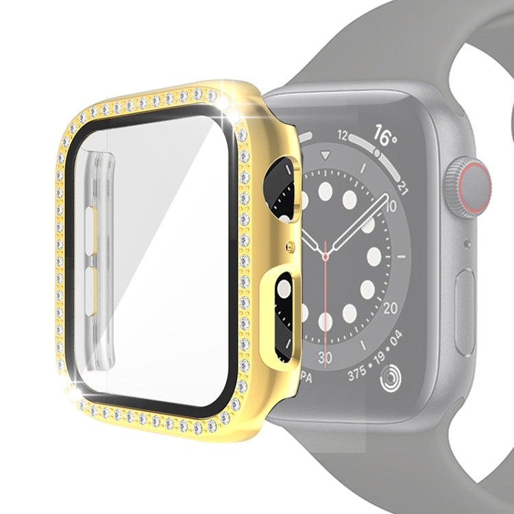 غطاء حماية من PC مطلي بالكهرباء مع فيلم زجاج مقسى لسلسلة Apple Watch، لسلسلة Apple Watch 6 / 5 / 4 / Watch SE بمقاس 40 مم، ولسلسلة Apple Watch 6 / 5 / 4 / Watch SE بمقاس 44 مم