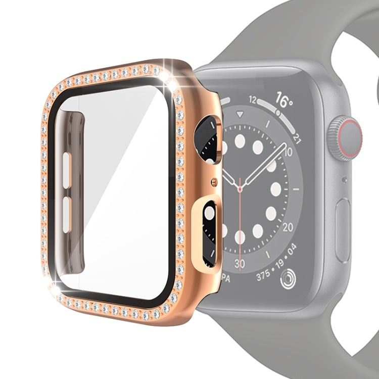 غطاء حماية من PC مطلي بالكهرباء مع فيلم زجاج مقسى لسلسلة Apple Watch، لسلسلة Apple Watch 6 / 5 / 4 / Watch SE بمقاس 40 مم، ولسلسلة Apple Watch 6 / 5 / 4 / Watch SE بمقاس 44 مم