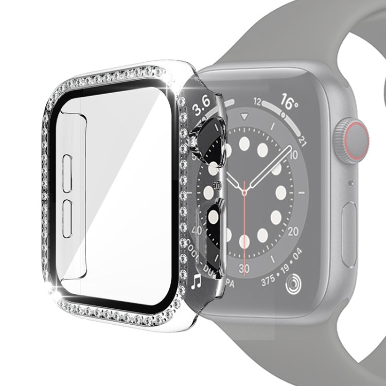 غطاء حماية من PC مطلي بالكهرباء مع فيلم زجاج مقسى لسلسلة Apple Watch، لسلسلة Apple Watch 6 / 5 / 4 / Watch SE بمقاس 40 مم، ولسلسلة Apple Watch 6 / 5 / 4 / Watch SE بمقاس 44 مم