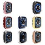 غطاء حماية من PC مطلي بالكهرباء مع فيلم زجاج مقسى لسلسلة Apple Watch، لسلسلة Apple Watch 6 / 5 / 4 / Watch SE بمقاس 40 مم، ولسلسلة Apple Watch 6 / 5 / 4 / Watch SE بمقاس 44 مم