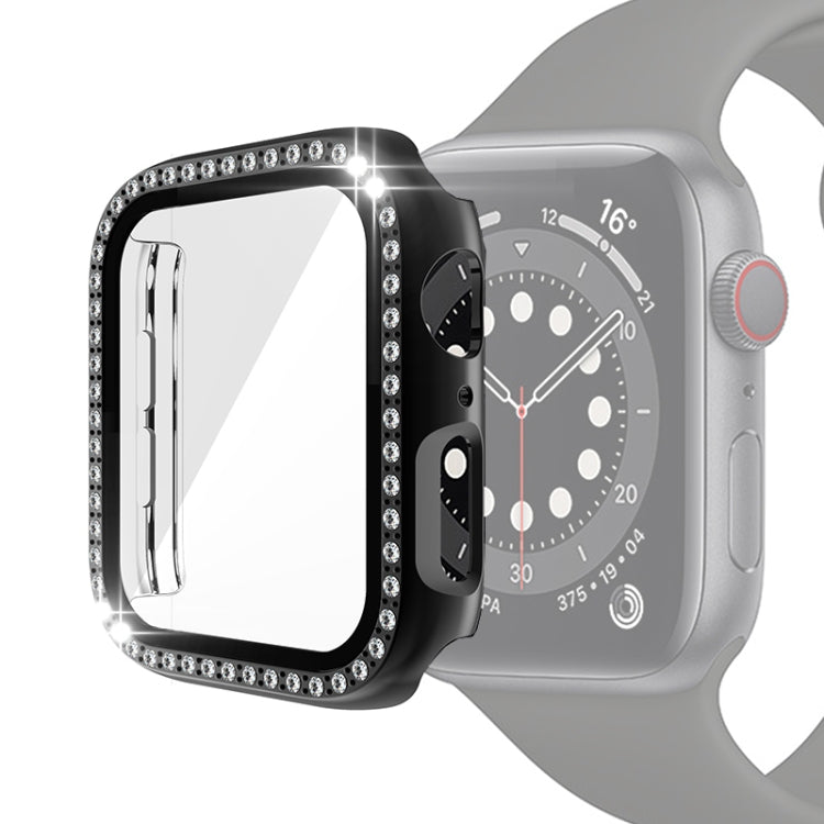 غطاء حماية من PC مطلي بالكهرباء مع فيلم زجاج مقسى لسلسلة Apple Watch، لسلسلة Apple Watch 6 / 5 / 4 / Watch SE بمقاس 40 مم، ولسلسلة Apple Watch 6 / 5 / 4 / Watch SE بمقاس 44 مم