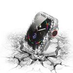 Electroplating PC Double Rows Diamond Protective Case with Tempered Glass Film For Apple Watch Series, 3 & 2 & 1 38mm, 3 & 2 & 1 42mm