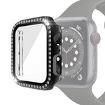Electroplating PC Single Row Diamond Protective Case with Tempered Glass Film For Apple Watch Series, 3 & 2 & 1 38mm, 3 & 2 & 1 42mm