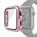Electroplating PC Single Row Diamond Protective Case with Tempered Glass Film For Apple Watch Series, 3 & 2 & 1 38mm, 3 & 2 & 1 42mm