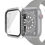 Electroplating PC Single Row Diamond Protective Case with Tempered Glass Film For Apple Watch Series, 3 & 2 & 1 38mm, 3 & 2 & 1 42mm