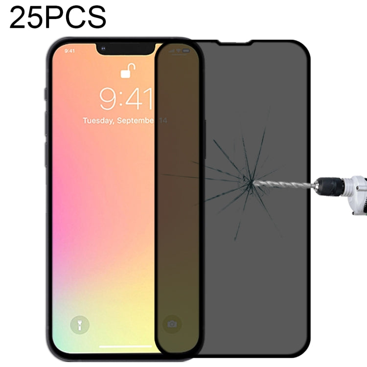 For iPhone 16e / 13 / 13 Pro 25pcs Anti-peeping Plasma Oil Coated High Aluminum Wear-resistant Tempered Glass Film, For iPhone 13 mini (25pcs), For iPhone 16e / 14 / 13 / 13 Pro  (25pcs), For iPhone 14 Plus / 13 Pro Max