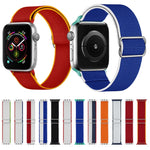 High Elastic Nylon Replacement Watchband For Apple Watch Series, 7 41mm / 6 & SE & 5 & 4 40mm / 3 & 2 & 1 38mm, 7 45mm / 6 & SE & 5 & 4 44mm / 3 & 2 & 1 42mm