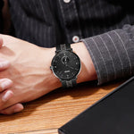 SKMEI 9218 Men Horizontal Striped Arabic Numeral Dial Mesh Belt Quartz Watch