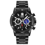 SKMEI 9235 Men Moonphase Stopwatch Stainless Steel Strap Quartz Watch