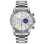 SKMEI 9235 Men Moonphase Stopwatch Stainless Steel Strap Quartz Watch
