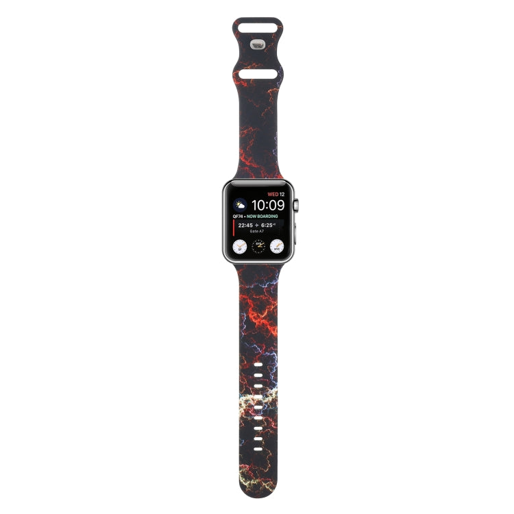 8-buckle Printed Replacement Strap Watchband For Apple Watch Series, 7 45mm / 6 & SE & 5 & 4 44mm / 3 & 2 & 1 42mm, 7 41mm / 6 & SE & 5 & 4 40mm / 3 & 2 & 1 38mm