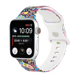 8-buckle Printed Replacement Strap Watchband For Apple Watch Series, 7 45mm / 6 & SE & 5 & 4 44mm / 3 & 2 & 1 42mm, 7 41mm / 6 & SE & 5 & 4 40mm / 3 & 2 & 1 38mm