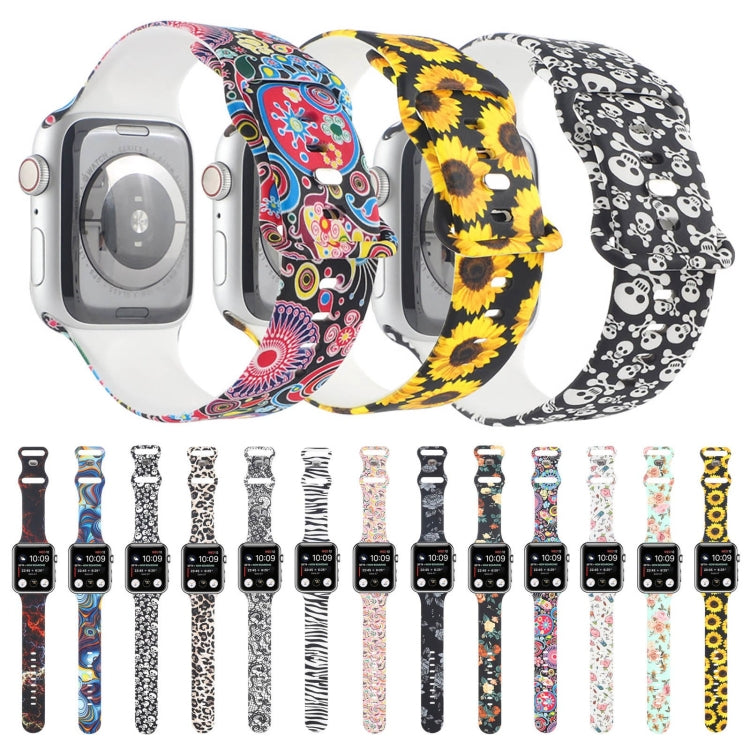 8-buckle Printed Replacement Strap Watchband For Apple Watch Series, 7 45mm / 6 & SE & 5 & 4 44mm / 3 & 2 & 1 42mm, 7 41mm / 6 & SE & 5 & 4 40mm / 3 & 2 & 1 38mm