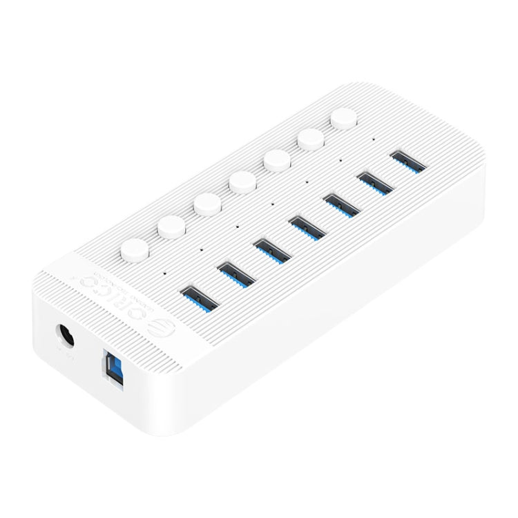 ORICO CT2U3-7AB-WH 7 In 1 Plastic Stripes Multi-Port USB HUB with Individual Switches,, CT2U3-7AB-WH UK Plug, CT2U3-7AB-BK EU Plug, CT2U3-7AB-WH EU Plug, CT2U3-7AB-BK AU Plug, CT2U3-7AB-WH AU Plug, CT2U3-7AB-BK UK Plug