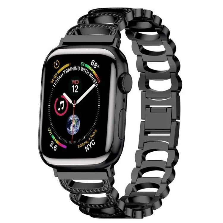 سوار ساعة بديل من الفولاذ الماسي بشكل C لسلسلة Apple Watch، 7 بحجم 41مم / 6 و SE و 5 و 4 بحجم 40مم / 3 و 2 و 1 بحجم 38مم، 7 بحجم 45مم / 6 و SE و 5 و 4 بحجم 44مم / 3 و 2 و 1 بحجم 42مم