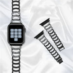 سوار ساعة بديل من الفولاذ الماسي بشكل C لسلسلة Apple Watch، 7 بحجم 41مم / 6 و SE و 5 و 4 بحجم 40مم / 3 و 2 و 1 بحجم 38مم، 7 بحجم 45مم / 6 و SE و 5 و 4 بحجم 44مم / 3 و 2 و 1 بحجم 42مم