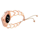 Heart Metal Replacement Strap Watchband For Apple Watch Series, 7 41mm / 6 & SE & 5 & 4 40mm / 3 & 2 & 1 38mm, 7 45mm / 6 & SE & 5 & 4 44mm / 3 & 2 & 1 42mm