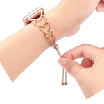 Heart Metal Replacement Strap Watchband For Apple Watch Series, 7 41mm / 6 & SE & 5 & 4 40mm / 3 & 2 & 1 38mm, 7 45mm / 6 & SE & 5 & 4 44mm / 3 & 2 & 1 42mm