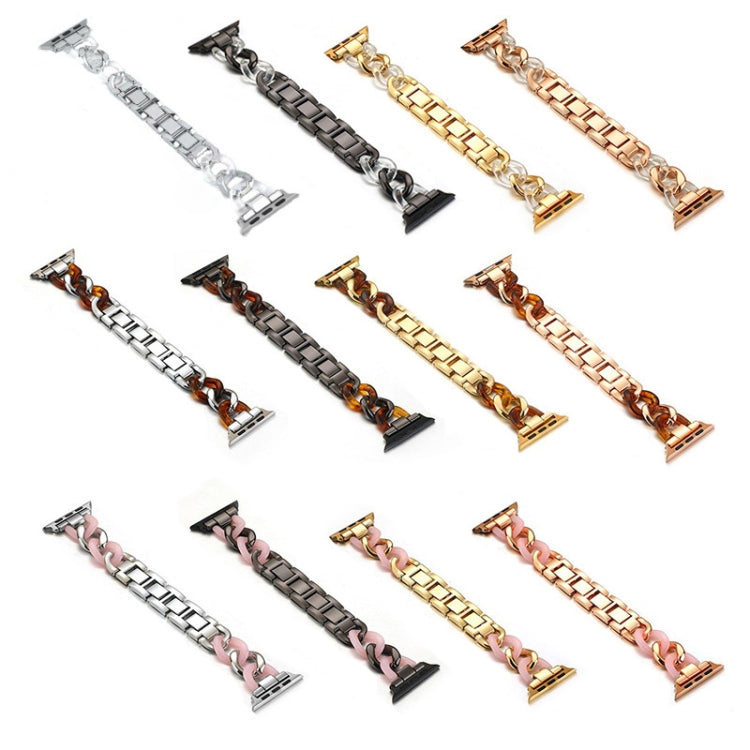 Cowboy Chain + Resin Metal Replacement Strap Watchband For Apple Watch Series, 7 41mm / 6 & SE & 5 & 4 40mm / 3 & 2 & 1 38mm, 7 45mm / 6 & SE & 5 & 4 44mm / 3 & 2 & 1 42mm