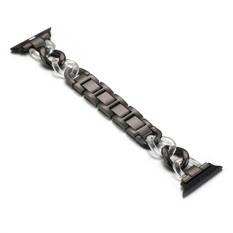 Cowboy Chain + Resin Metal Replacement Strap Watchband For Apple Watch Series, 7 41mm / 6 & SE & 5 & 4 40mm / 3 & 2 & 1 38mm, 7 45mm / 6 & SE & 5 & 4 44mm / 3 & 2 & 1 42mm