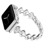 Sector Shape Diamond Metal Replacement Strap Watchband For Apple Watch Series, 7 41mm / 6 & SE & 5 & 4 40mm / 3 & 2 & 1 38mm, 7 45mm / 6 & SE & 5 & 4 44mm / 3 & 2 & 1 42mm