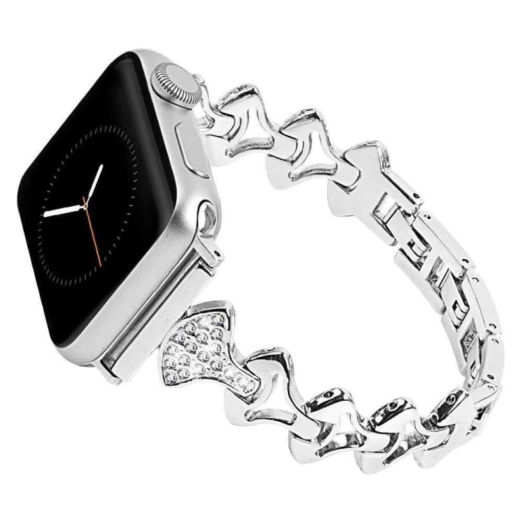 Sector Shape Diamond Metal Replacement Strap Watchband For Apple Watch Series, 7 41mm / 6 & SE & 5 & 4 40mm / 3 & 2 & 1 38mm, 7 45mm / 6 & SE & 5 & 4 44mm / 3 & 2 & 1 42mm