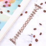 Sector Shape Diamond Metal Replacement Strap Watchband For Apple Watch Series, 7 41mm / 6 & SE & 5 & 4 40mm / 3 & 2 & 1 38mm, 7 45mm / 6 & SE & 5 & 4 44mm / 3 & 2 & 1 42mm