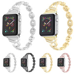 Diamond Stainless Steel Replacement Strap Watchband For Apple Watch Series, 7 41mm / 6 & SE & 5 & 4 40mm / 3 & 2 & 1 38mm, 7 45mm / 6 & SE & 5 & 4 44mm / 3 & 2 & 1 42mm