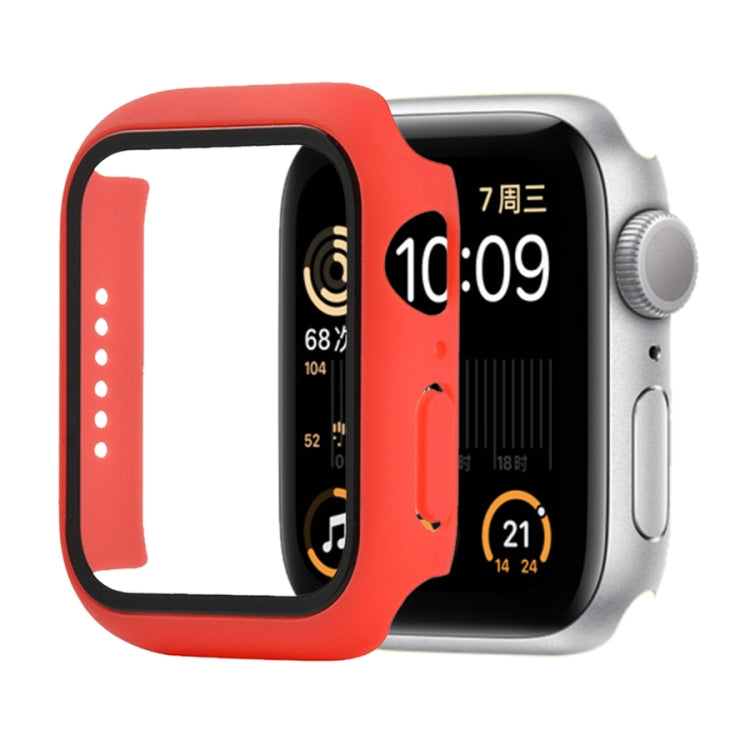 Shockproof PC+Tempered Glass Protective Case with Packed Carton For Apple Watch 44mm(Orange), For Apple Watch Series 6 / 5 / 4 / Watch SE 40mm, For Apple Watch Series 3 & 2 & 1 38mm
