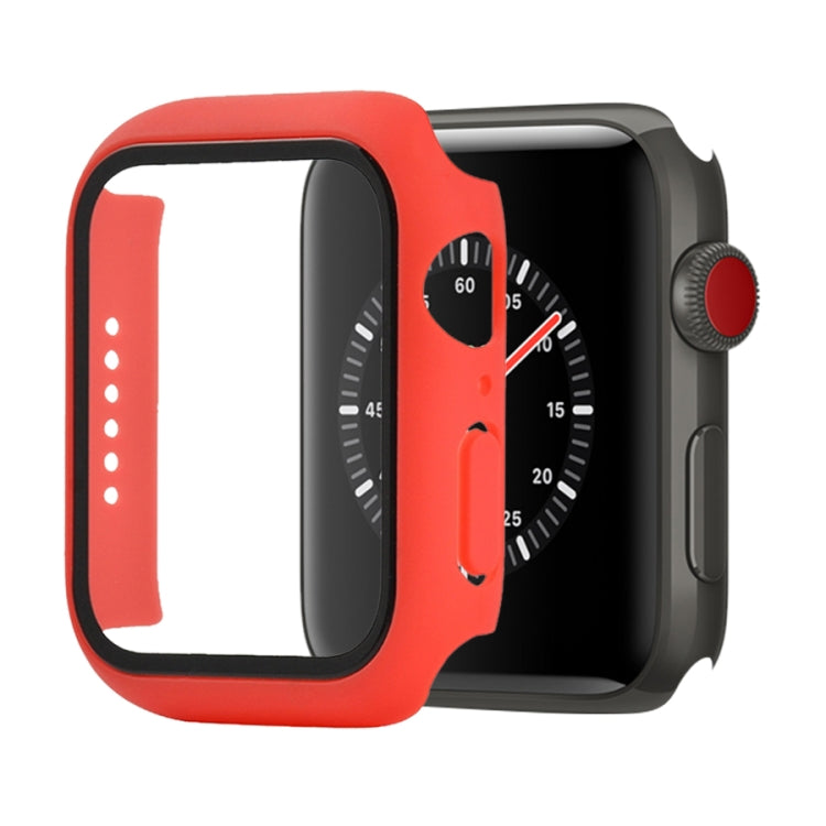 Shockproof PC+Tempered Glass Protective Case with Packed Carton For Apple Watch 44mm(Orange), For Apple Watch Series 6 / 5 / 4 / Watch SE 40mm, For Apple Watch Series 3 & 2 & 1 38mm