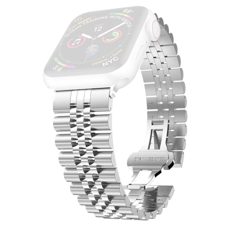 Women Five Beads Stainless Steel Replacement Watchband Width: 20mm  For Apple Watch Series, 7 45mm / 6 & SE & 5 & 4 44mm / 3 & 2 & 1 42mm, 7 41mm / 6 & SE & 5 & 4 40mm / 3 & 2 & 1 38mm