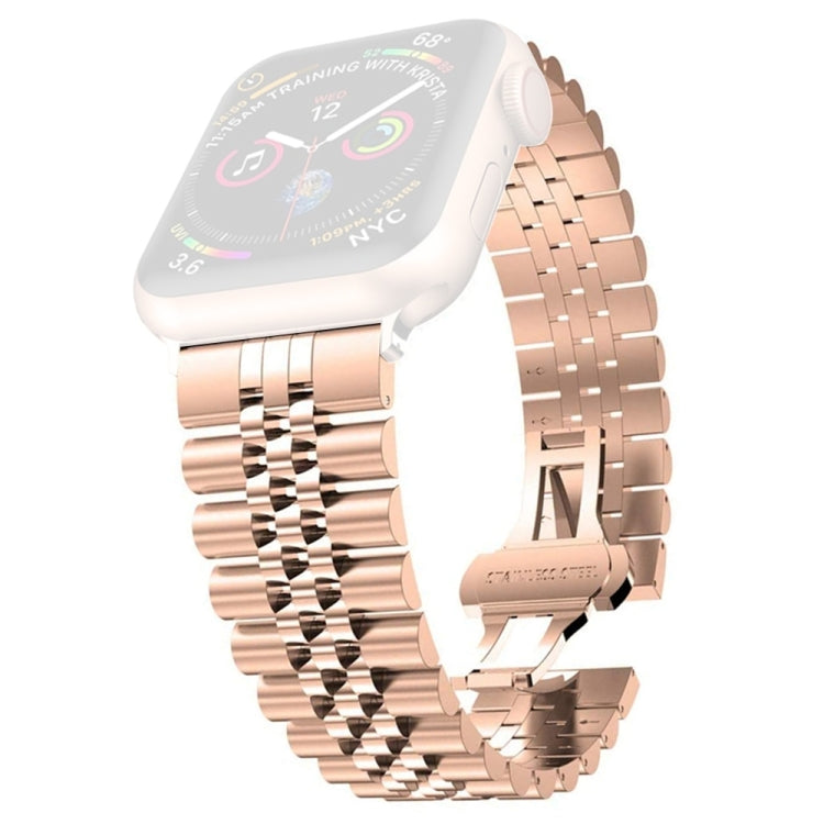 Women Five Beads Stainless Steel Replacement Watchband Width: 20mm  For Apple Watch Series, 7 45mm / 6 & SE & 5 & 4 44mm / 3 & 2 & 1 42mm, 7 41mm / 6 & SE & 5 & 4 40mm / 3 & 2 & 1 38mm