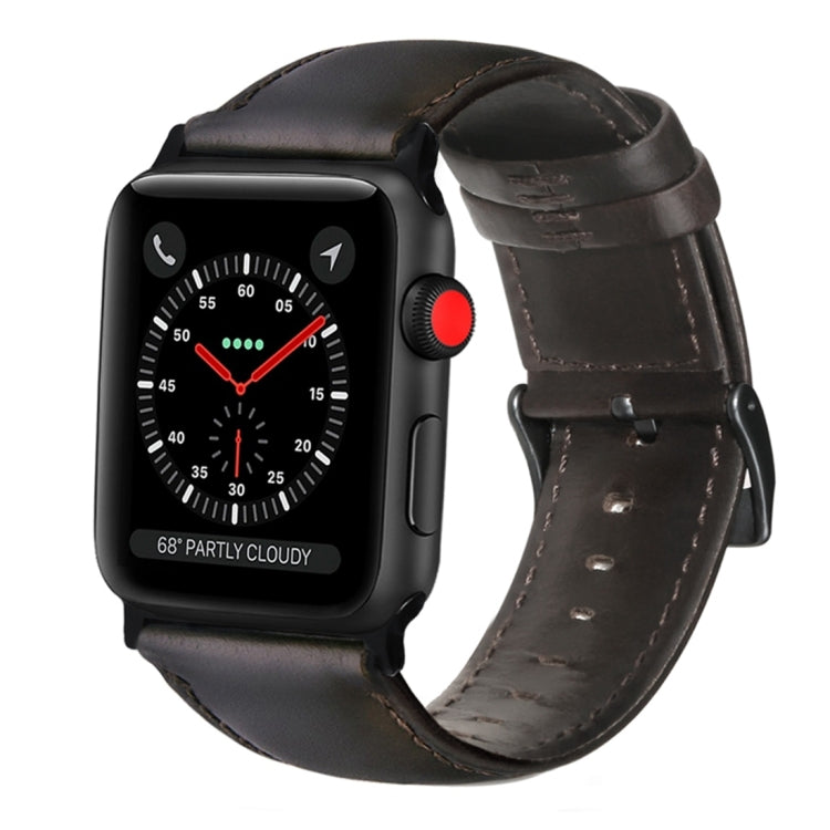 Oil Wax Genuine Leather Strap Watchband, For Apple Watch Series 8&7 41mm / SE 2&6&SE&5&4 40mm / 3&2&1 38mm, For Apple Watch Series 7 41mm / 6 & SE & 5 & 4 40mm / 3 & 2 & 1 38mm                                                                            ...