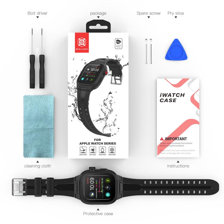 RedPepper IP68 Waterproof Screen Protector + Watchband + Protective Case, For Apple Watch Series 6 / 5 / 4 / Watch SE 44mm