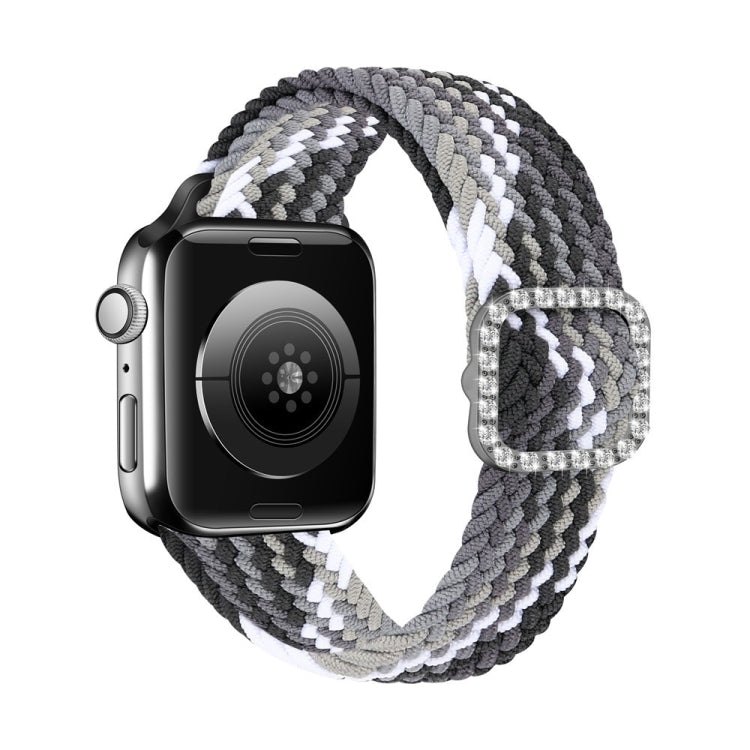 Adjustable Nylon Braided Elasticity Diamond Buckle Replacement Strap Watchband For Apple Watch Series, 7 & 6 & SE & 5 & 4 40mm/3 & 2 & 1 38mm, 7 & 6 & SE & 5 & 4 44mm/3 & 2 & 1 42mm