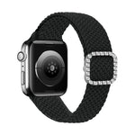 Adjustable Nylon Braided Elasticity Diamond Buckle Replacement Strap Watchband For Apple Watch Series, 7 & 6 & SE & 5 & 4 40mm/3 & 2 & 1 38mm, 7 & 6 & SE & 5 & 4 44mm/3 & 2 & 1 42mm