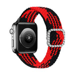 Adjustable Nylon Braided Elasticity Diamond Buckle Replacement Strap Watchband For Apple Watch Series, 7 & 6 & SE & 5 & 4 40mm/3 & 2 & 1 38mm, 7 & 6 & SE & 5 & 4 44mm/3 & 2 & 1 42mm