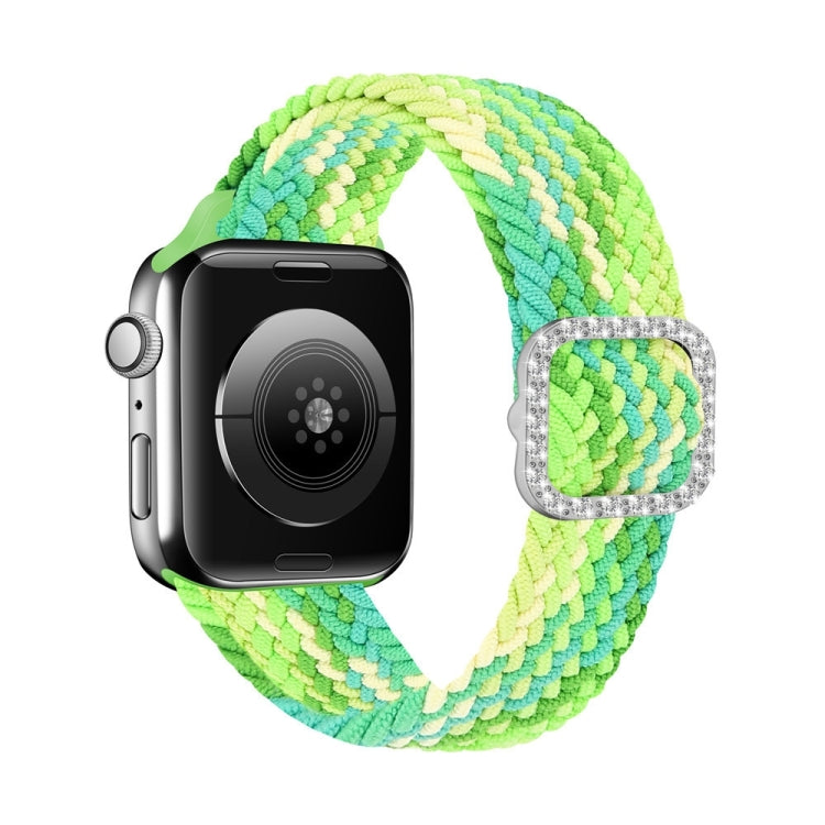 Adjustable Nylon Braided Elasticity Diamond Buckle Replacement Strap Watchband For Apple Watch Series, 7 & 6 & SE & 5 & 4 40mm/3 & 2 & 1 38mm, 7 & 6 & SE & 5 & 4 44mm/3 & 2 & 1 42mm
