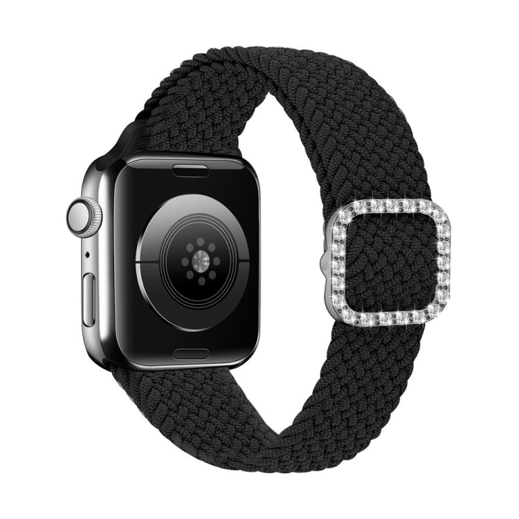 Adjustable Nylon Braided Elasticity Diamond Buckle Replacement Strap Watchband For Apple Watch Series, 7 & 6 & SE & 5 & 4 40mm/3 & 2 & 1 38mm, 7 & 6 & SE & 5 & 4 44mm/3 & 2 & 1 42mm