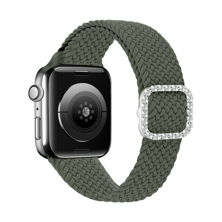 Adjustable Nylon Braided Elasticity Diamond Buckle Replacement Strap Watchband For Apple Watch Series, 7 & 6 & SE & 5 & 4 40mm/3 & 2 & 1 38mm, 7 & 6 & SE & 5 & 4 44mm/3 & 2 & 1 42mm