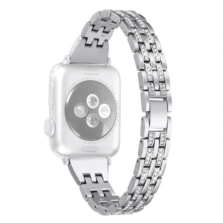 Doppelreihiges Diamant-Armband aus Legierung, für Apple Watch Series 7 41 mm / 6 & SE & 5 & 4 40 mm / 3 & 2 & 1 38 mm