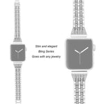 Doppelreihiges Diamant-Armband aus Legierung, für Apple Watch Series 7 41 mm / 6 &amp; SE &amp; 5 &amp; 4 40 mm / 3 &amp; 2 &amp; 1 38 mm