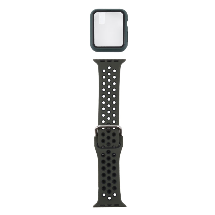Silicone Replacement Strap Watchband + Protective Case with Screen Protector Set For Apple Watch Series, 3 & 2 & 1 38mm, For Apple Watch Series 6 / 5 / 4 / Watch SE 40mm