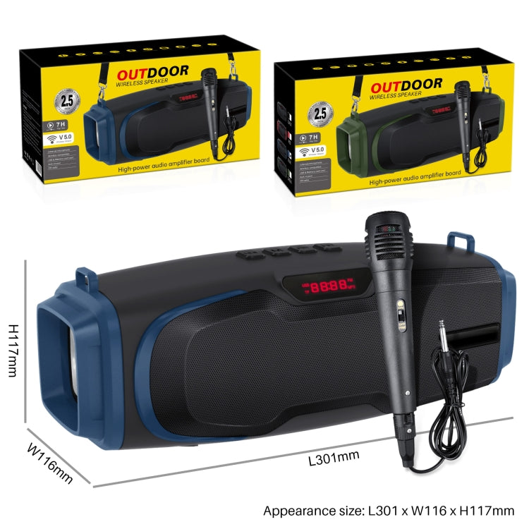 New Rixing NR-6012M Bluetooth 5.0 Portable Outdoor Karaoke Wireless Bluetooth Speaker with Microphone & Shoulder Strap, NR-6012M(Blue), NR-6012M(Green), NR-6012M(Black), NR-6012M(Red)