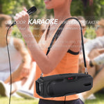 New Rixing NR-6012M Bluetooth 5.0 Portable Outdoor Karaoke Wireless Bluetooth Speaker with Microphone & Shoulder Strap, NR-6012M(Blue), NR-6012M(Green), NR-6012M(Black), NR-6012M(Red)