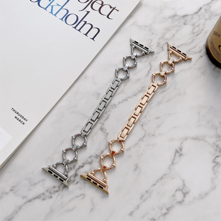 O-shaped Chain Metal Replacement Strap Watchband For Apple Watch Series, 7 41mm/6&SE&5&4 40mm/3&2&1 38mm, 7 45mm/6&SE&5&4 44mm/3&2&1 42mm