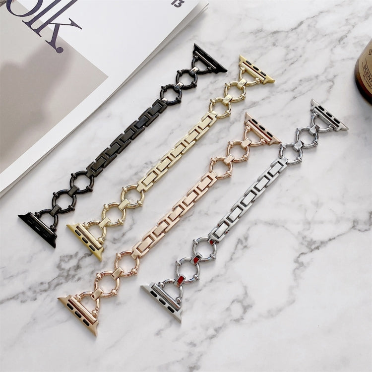 O-shaped Chain Metal Replacement Strap Watchband For Apple Watch Series, 7 41mm/6&SE&5&4 40mm/3&2&1 38mm, 7 45mm/6&SE&5&4 44mm/3&2&1 42mm